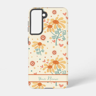 Funda Para Samsung Galaxy S21 Cute Fun Floral Pattern Nombre personalizado