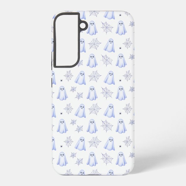 Funda Para Samsung Galaxy Cute Ghost and Spider Web Halloween Pattern (Reverso )