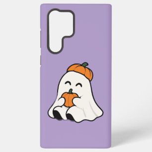 Funda Para Samsung Galaxy S22 Ultra Cute Ghost Holding Pumpkin - Kawaii Halloween
