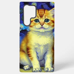 Funda Para Samsung Galaxy S22 Ultra Cute Kitten Starry Night Van Gogh