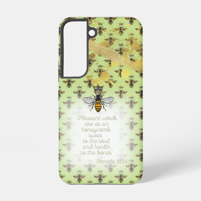 Funda Para Samsung Galaxy Cute Lime Green Gold Bee Matrix Faith Queen Bee (Reverso )