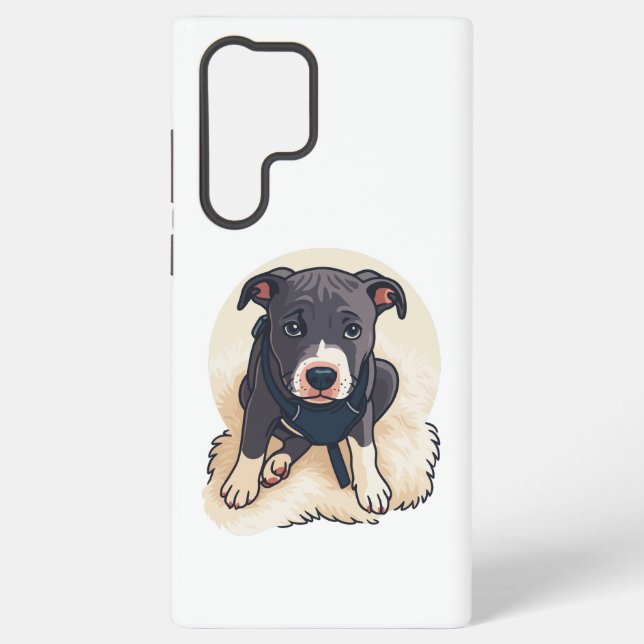 Funda Para Samsung Galaxy Cute Pitbull Puppy Dog Cartoon Design (Reverso )