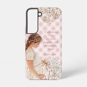 Funda Para Samsung Galaxy S22 Cute Plaid Floral Bow Madre Religiosa Embarazada