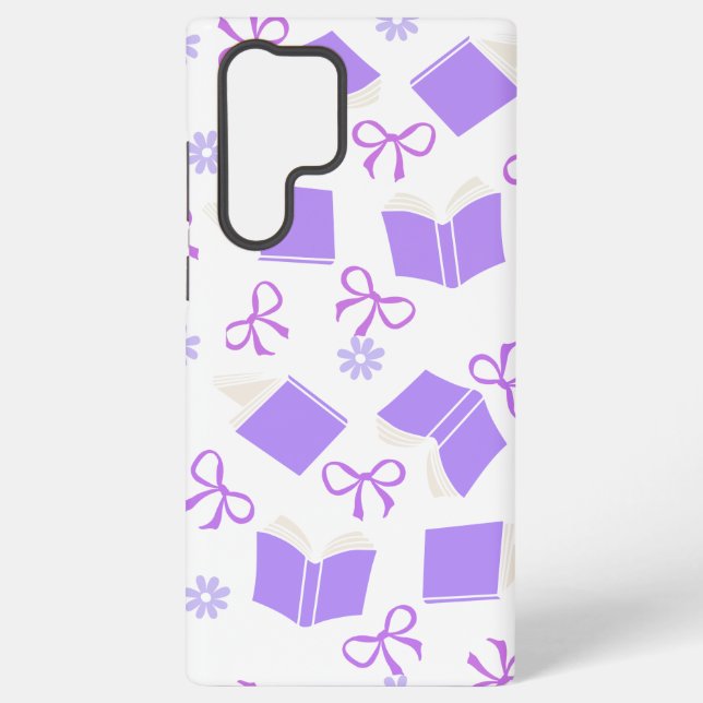 Funda Para Samsung Galaxy Cute Purple Dreamy Books & Bows Pattern (Reverso )
