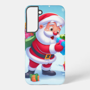 Funda Para Samsung Galaxy S22+ Cute Santa y Snowman