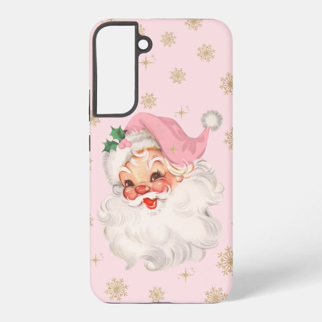 Funda Para Samsung Galaxy Cute Whimsical Retro Pink Santa Christmas Pattern (Reverso )