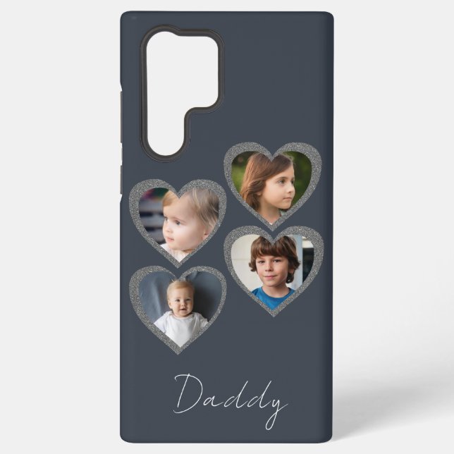 Funda Para Samsung Galaxy Daddy Grey Hearts Four Kids Photo Collage  (Reverso )