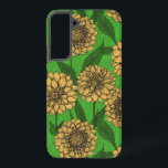 Funda Para Samsung Galaxy S22  Dahlias en amarillo y verde<br><div class="desc">Patrón sin soldadura hecho de flores de dalia dibujadas a mano</div>