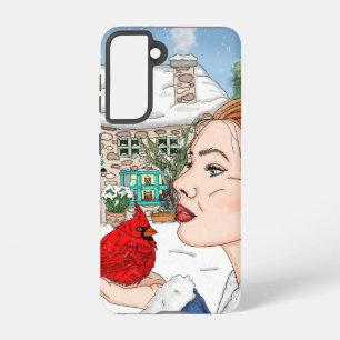 Funda Para Samsung Galaxy S21 Dama y cardenal por arte de cabaña inglés