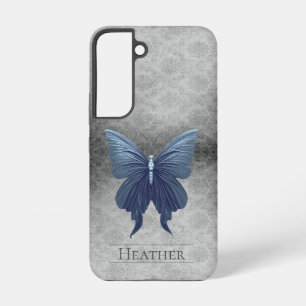 Funda Para Samsung Galaxy S22 Damasco de mariposa con manchas azules