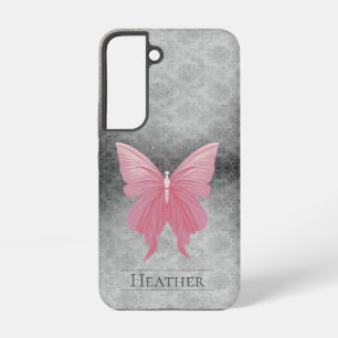 Funda Para Samsung Galaxy S22 Damasco de mariposa con manchas rosadas