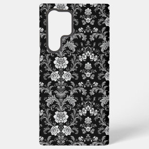 Funda Para Samsung Galaxy S22 Ultra Damasco elegante en blanco y negro - Barroco vinta