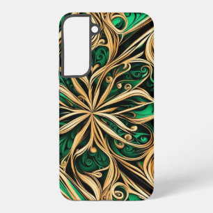 Funda Para Samsung Galaxy S22+ Damask Flower Gold Verde azulado