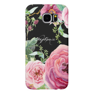 Funda Tough Xtreme Para iPhone 6 Acuarela floral moderna de tonos negros y rosados