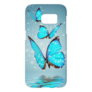 Funda Para Samsung Galaxy S7 arte azul hermoso del vector de la mariposa