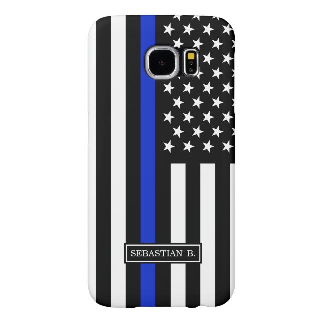 Funda Para Samsung Galaxy De Case-Mate Bandera americana fina de Blue Line (Atrás)