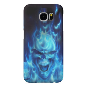 Funda Tough Xtreme Para iPhone 6 Cabeza enojada azul del cráneo con las llamas