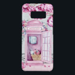 Funda De Case-Mate Para Samsung Galaxy S8 Cabina de teléfono floral rosa personalizada<br><div class="desc">Esta bonita maleta telefónica incluye una cabina de teléfono rosa adornada con flores y un árbol cercano que deja caer flores rosas en el suelo. Puedes personalizar con tu nombre.</div>