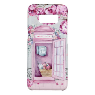 Funda De Case-Mate Para Samsung Galaxy S8 Cabina de teléfono floral rosa personalizada