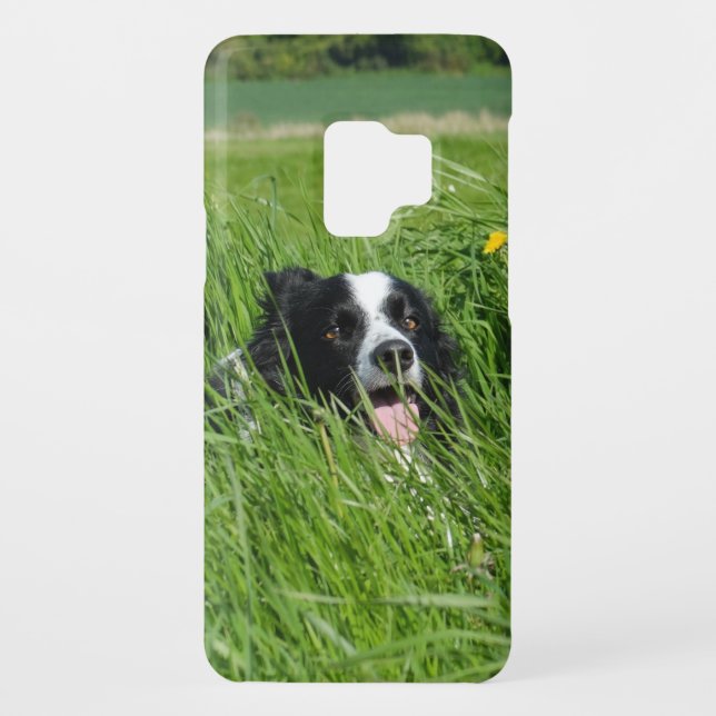 Funda Para Samsung Galaxy De Case-Mate Collie blanca y negra en la hierba (Reverso)
