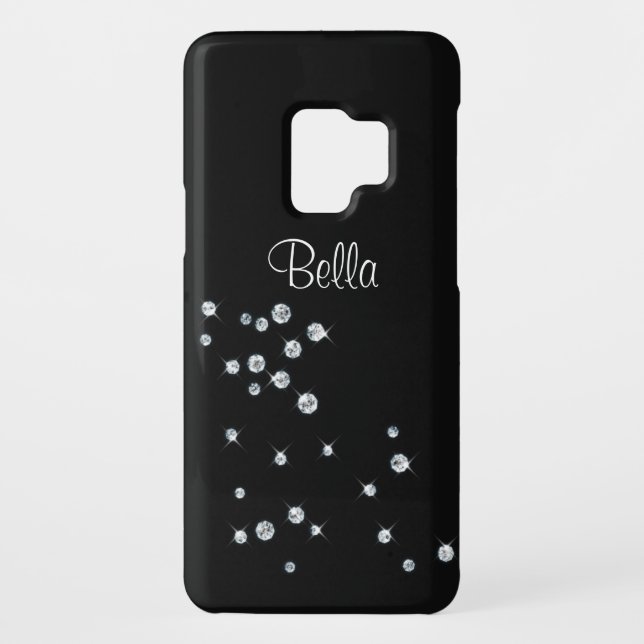 Funda Para Samsung Galaxy De Case-Mate Diamante negro con monograma (Reverso)