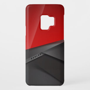 Funda De Case-Mate Para Samsung Galaxy S9 Diseño geométrico metálico moderno rojo y negro