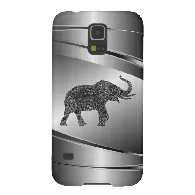 Funda Para Samsung Galaxy De Case-Mate Elefante floral metálico gris plateado (Atrás)