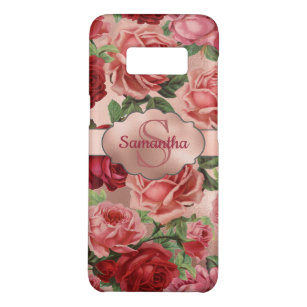 Funda De Case-Mate Para Samsung Galaxy S8 Elegante color rosa rosa Roses Floral Monogramado