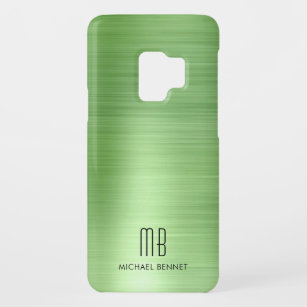 Funda De Case-Mate Para Samsung Galaxy S9 Elegante Monograma Faux Green Metallic