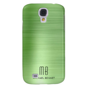 Carcasa Para Galaxy S4 Elegante Monograma Faux Green Metallic