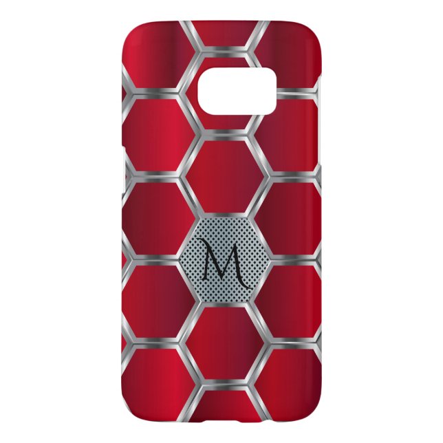Funda Para Samsung Galaxy De Case-Mate Elegante patrón geométrico rojo y plateado (Atrás)