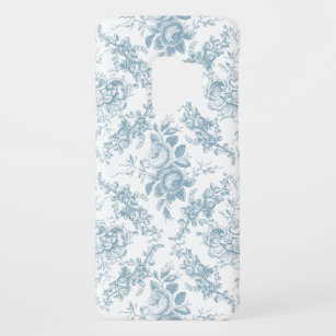 Funda De Case-Mate Para Samsung Galaxy S9 Elegante tela floral azul y blanca grabada