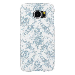 Funda Tough Xtreme Para iPhone 6 Elegante tela floral azul y blanca grabada