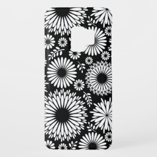 Funda De Case-Mate Para Samsung Galaxy S9 Flores Boho Patrón floral vectorial negro y blanco