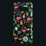 Funda De Case-Mate Para Samsung Galaxy S8 Flores y Suculentos Rosados<br><div class="desc">Flamencos rosados con flores tropicales,  hojas,  pájaros y piña sobre fondo negro.</div>