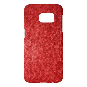 Funda Para Samsung Galaxy S7 Impresión de textura simple de cuero falso rojo