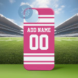 Funda De Case-Mate Para Samsung Galaxy S8 Jersey blanco rosado de deportes con nombre y núme<br><div class="desc">Este diseño deportivo es perfecto para cualquier atleta que juegue lacrosse,  fútbol o softball. Cambias los números a tu número de suerte o incluso una edad especial para una celebración de cumpleaños.</div>