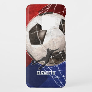 Funda De Case-Mate Para Samsung Galaxy S9 Jugadora de fútbol femenino de color azul rojo pat