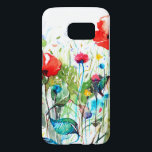 Funda Para Samsung Galaxy S7 Las acuarelas de la adormidera roja y las flores c<br><div class="desc">Flores de primavera coloridas de Guay con ilustracion de acuarela de adormidera roja. Fondo blanco.</div>