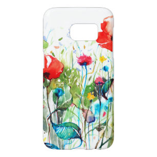 Funda Para Samsung Galaxy S7 Las acuarelas de la adormidera roja y las flores c