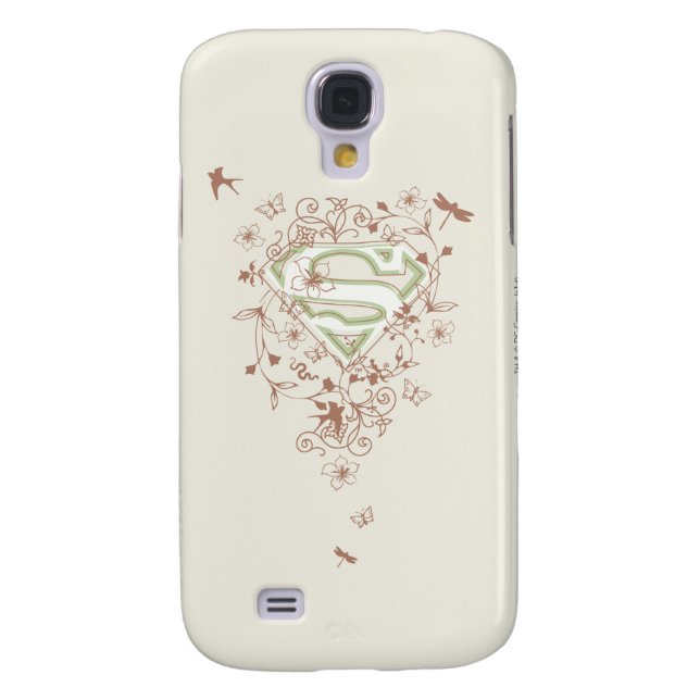 Funda Para Samsung Galaxy De Case-Mate Logo de Supergirl Green Floral (Atrás)