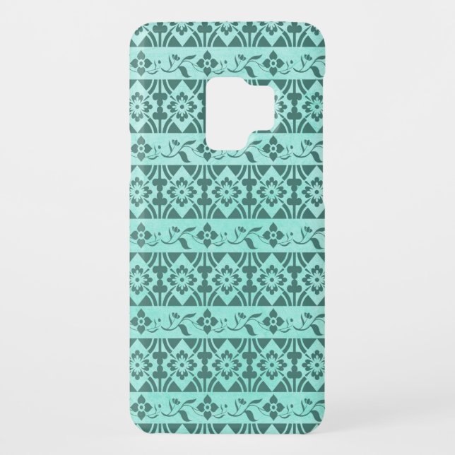 Funda Para Samsung Galaxy De Case-Mate Modelos y flores retros en fondo de la verde menta (Reverso)
