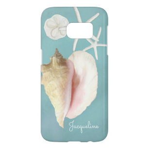 Funda Para Samsung Galaxy S7 Moderno Beach Seashell Conch Shell Starfish Art