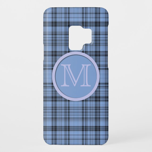 Funda Para Samsung Galaxy De Case-Mate Monograma Cornflower Azul Placa (Reverso)