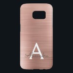 Funda Para Samsung Galaxy S7 Monograma de acero inoxidable de oro rosa rosa<br><div class="desc">Funda Monograma Elegante de Acero Inoxidable Rosa Gold Faux. Este funda se puede personalizar para incluir su nombre inicial y su nombre de pila.</div>