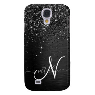 Carcasa Para Galaxy S4 Monograma de espuma de Purpurina negro personaliza