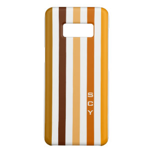 Funda De Case-Mate Para Samsung Galaxy S8 Monograma de franjas verticales de Tan Brown