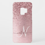 Funda De Case-Mate Para Samsung Galaxy S9 Monograma de Purpurina Metalizado cepillado de col<br><div class="desc">Personaliza fácilmente este diseño de estuche de teléfono de moda de moda con un purpurina brillante color rosa rosa bonito sobre un fondo metálico rosa roto.</div>