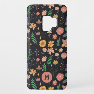 Funda De Case-Mate Para Samsung Galaxy S9 Monograma moderno de patrón floral oscuro de bonit