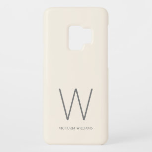 Funda De Case-Mate Para Samsung Galaxy S9 Nombre de monograma minimalista de marfil gris mod